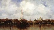 Jacob Maris Dutch Town on the Edge of the Sea oil painting